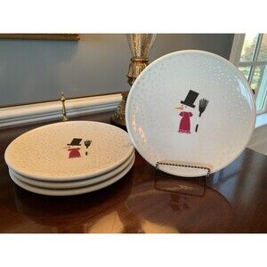 Bodum Christmas Plates Snowman Salad/Dessert/Lunch 8.5" Set of 4 Crate & Barrel